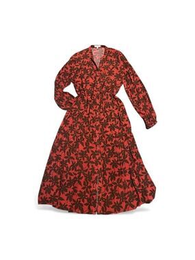 ● Large ● Yerse ● Red Floral Longsleeve Maxi DRESS